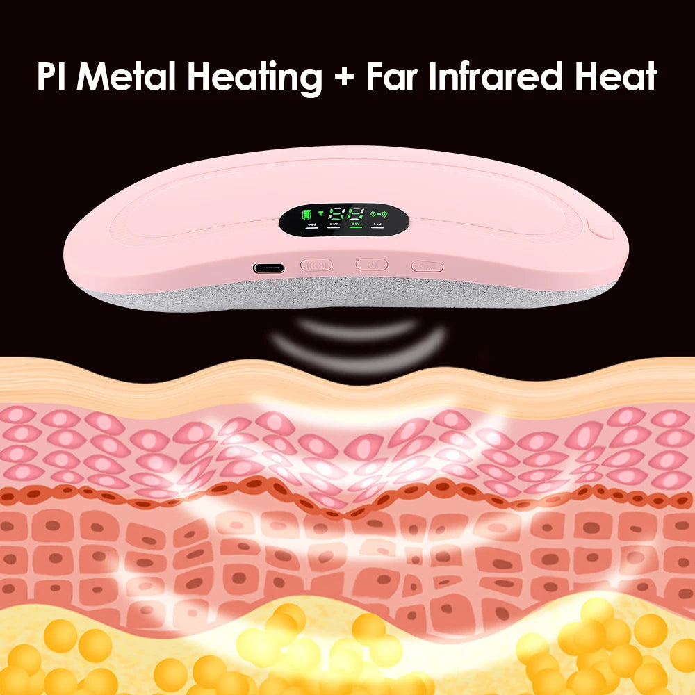 Electric Abdominal Massage Uterine Warm Belt Warm Uterus Hot Compress Vibration Massage Belt Abdomen Waist Warming USB Charging