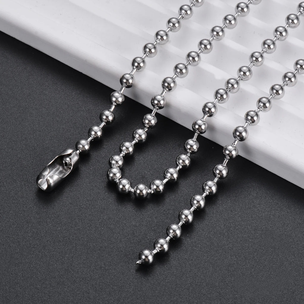 10pcs/lot 2.4mm Stainless Steel Ball Chain Men Necklace Bracelet Keychain Trinket Dog Tag Jewelry Accessories 15cm-75cm
