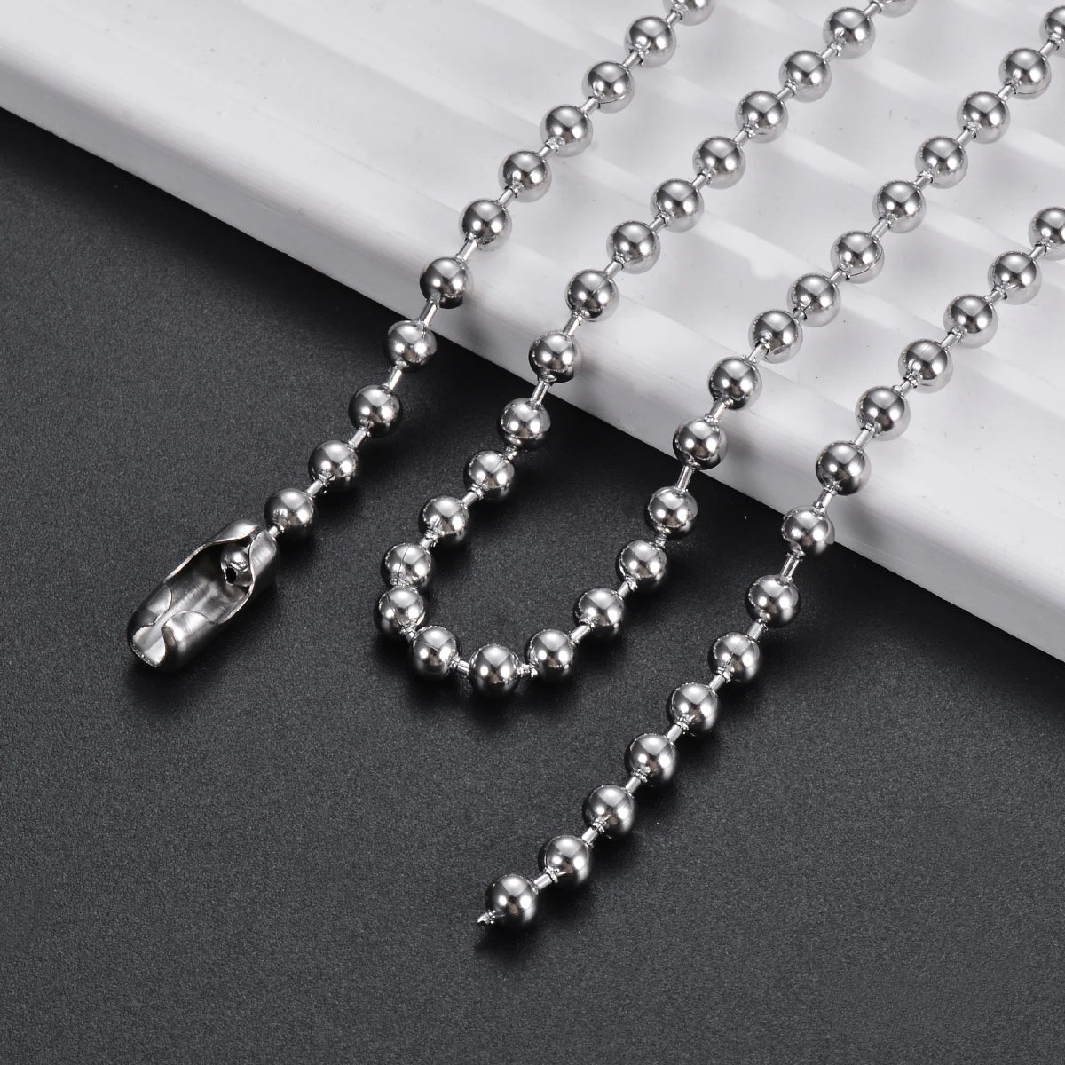10pcs/lot 2.4mm Stainless Steel Ball Chain Men Necklace Bracelet Keychain Trinket Dog Tag Jewelry Accessories 15cm-75cm