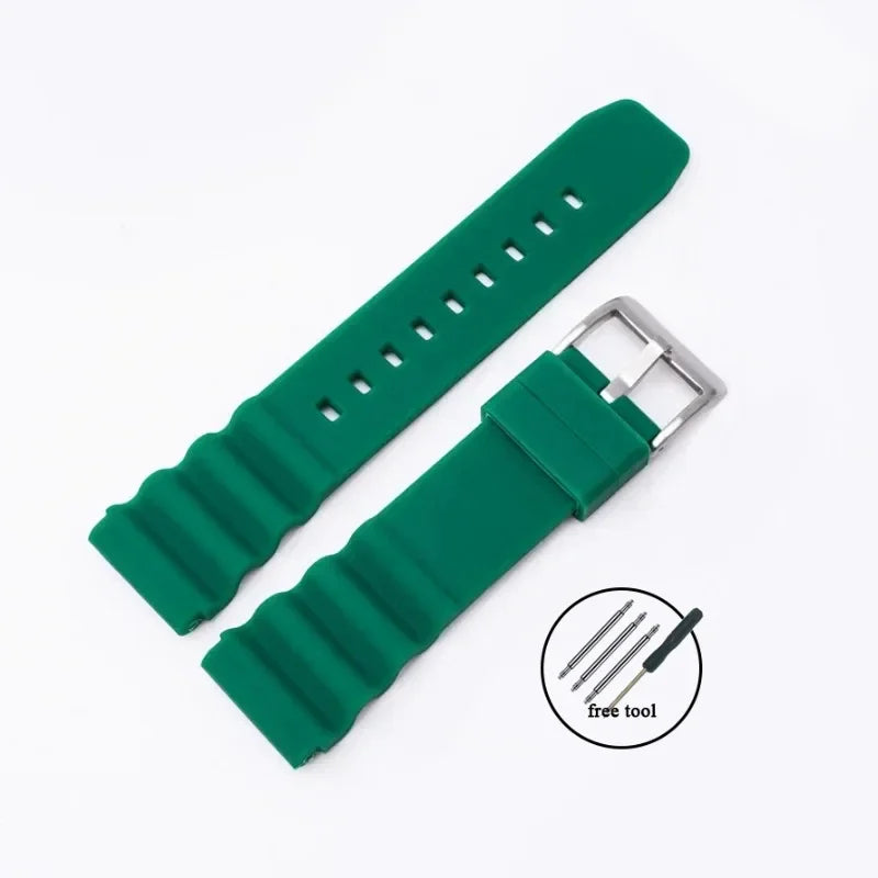 Silicone Watch Band 20mm 22mm For Rolex SUBMARINER Waterproof Diving Bracelet For Citizen For Seiko SKX007 SRP777J1 Sports Strap