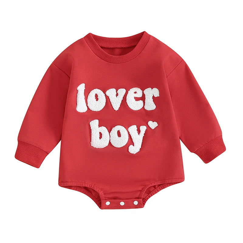 0-18M Baby Valentine Sweatshirt Romper Boys Girls Spring Fall Clothing Newborn Toddler Long Sleeve Letter Print Romper Jumpsuits