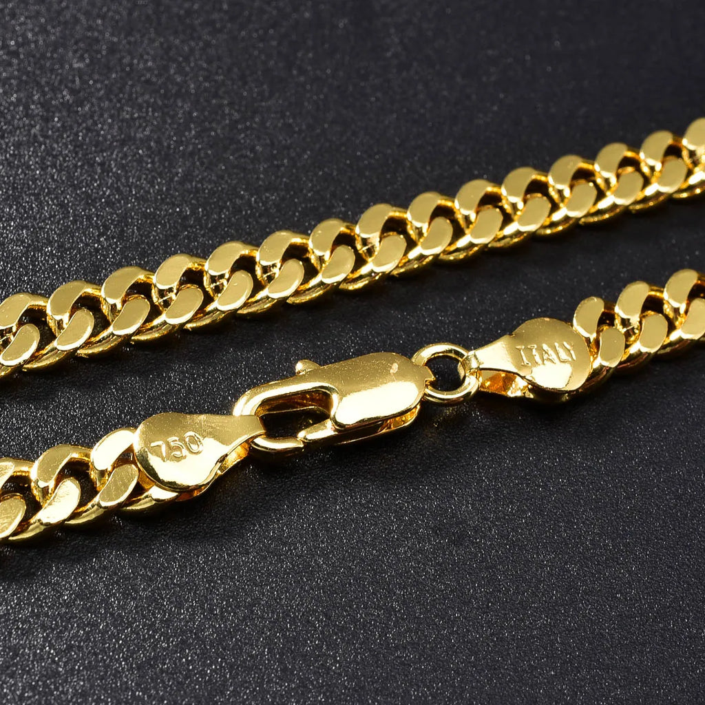 Italian 750 Cuban Chain Necklace For Men And Women Luxurious 18k Gold-Plated Hip-Hop Punk Suitable For Parties New Year Jewelry
