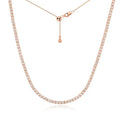 FEOBUR 2mm Moissanite Tennis Necklaces for Women S925 Silver Plated 18K Gold Adjustable Full Diamond Choker Neck Chain Jewelry