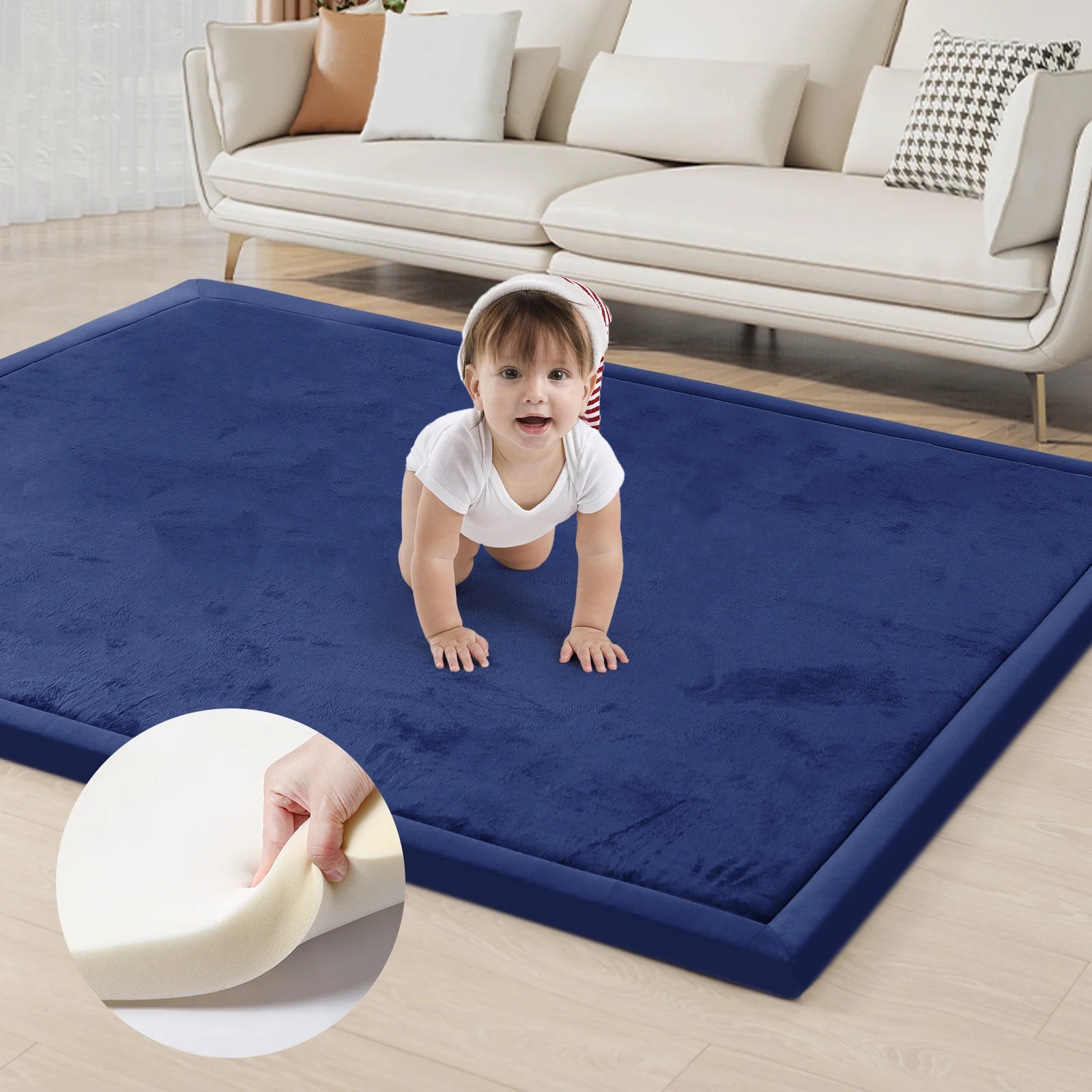 Large 2cm Thick Baby Play Mat Tatami Style Non-Slip Carpet for Living Room Kids Baby Crawling Bedroom Floor Mats Soft Area Rug
