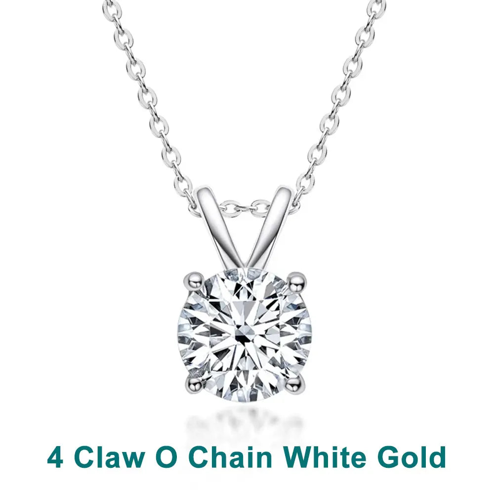 KNOBSPIN 1-5 CT Moissanite Necklace Solitaire Pandent GRA Certified Dainty s925 Sterling Silver 18k Classic Necklaces for Women