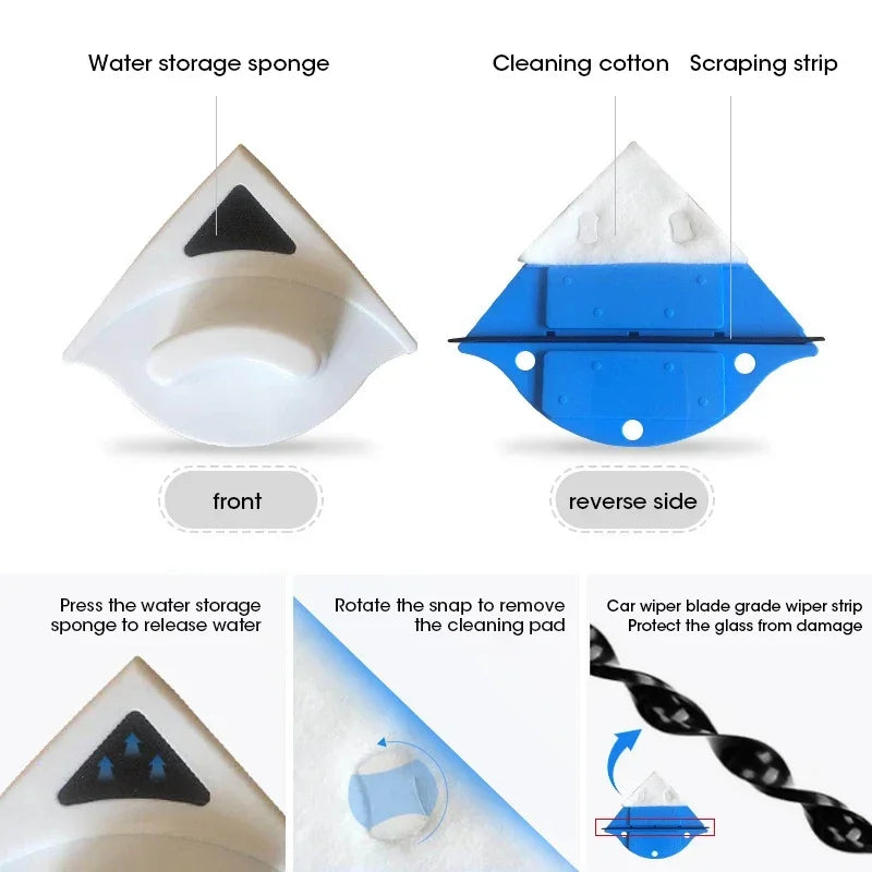 2025 3-8mm Magnetic Glass Window Cleaning Tool Automatic Water Discharge Double-layer Wiper Household Special Window Cleaner