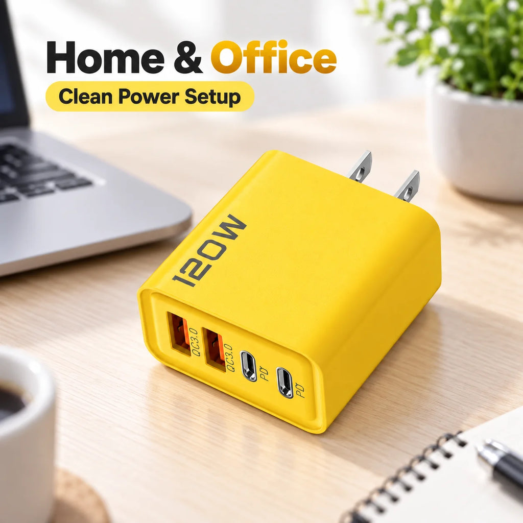120W PD Quick Charge USB Type C Wall Charger Fast Charging Adapter for iPhone 16 15 13 Xiaomi 14 Huawei Redmi OnePlus Phone