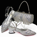 Crystal Pointed-Toe Heels & Matching Evening Bag Set