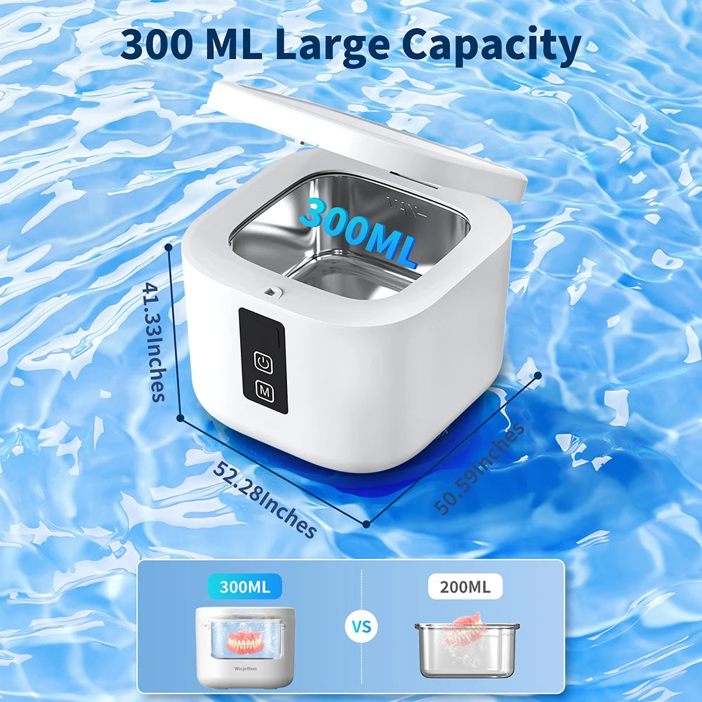 KUNPHY Portable Mini Household Dental Pod Ultrasonic UV Cleaner Machine for Dentures Aligner Retainer Whitening Trays Ring