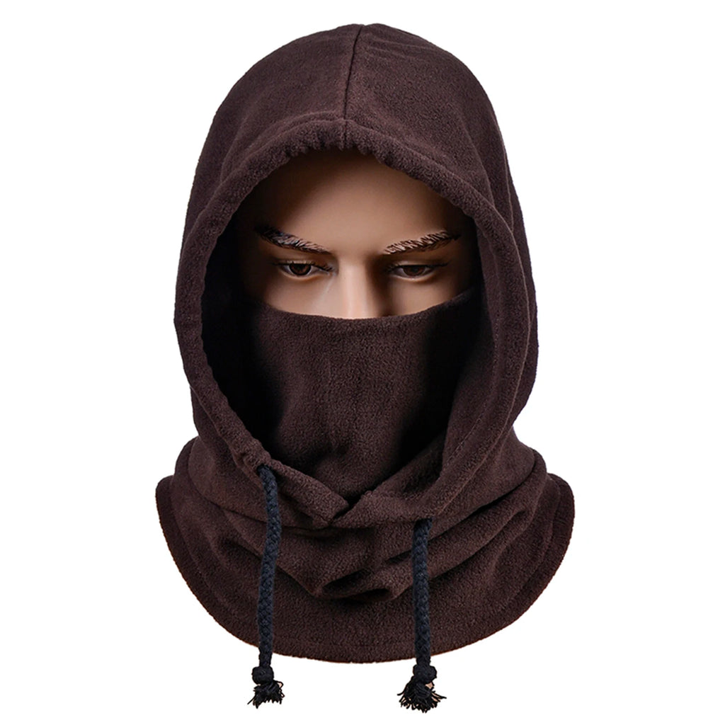 Winter Warm Mask Polar Fleece Winter Sports Cap Face Cover Neck Warmer Adjustable Drawstring for Cycling Skiing Motorcycling