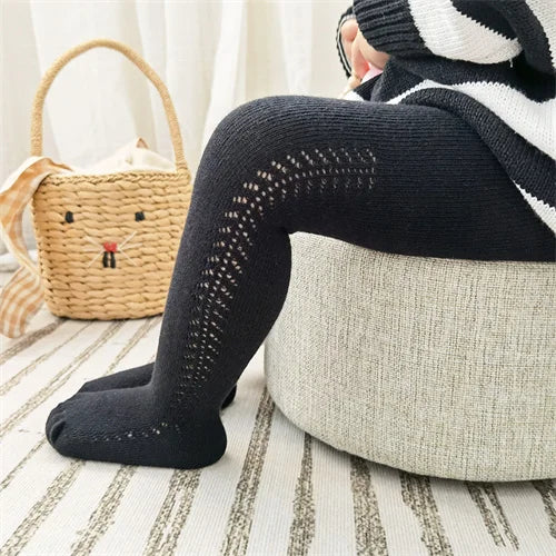 0-8Years Summer Baby Tights For Girls Fashion Knitted Ribbed Children's Pantyhose Solid Mesh Toddler Cotton Leggings For Girls