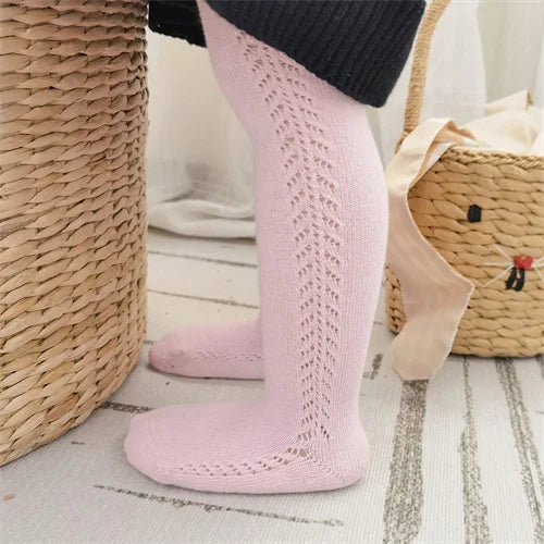 0-8Years Summer Baby Tights For Girls Fashion Knitted Ribbed Children's Pantyhose Solid Mesh Toddler Cotton Leggings For Girls
