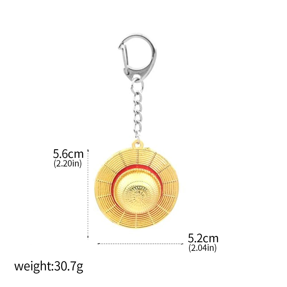 One Piece Luffy Straw Hat Keychain Rotatable Zoro Skull Metal Pendant Role-Playing Decorative Accessories Fan Jewelry Gift