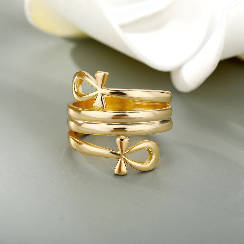 Double Coiled Queen Nefertiti Rings For Women Egyptian Jewelry Gift Vintage Stainless Steel Ring Wedding Couple Africa Ring