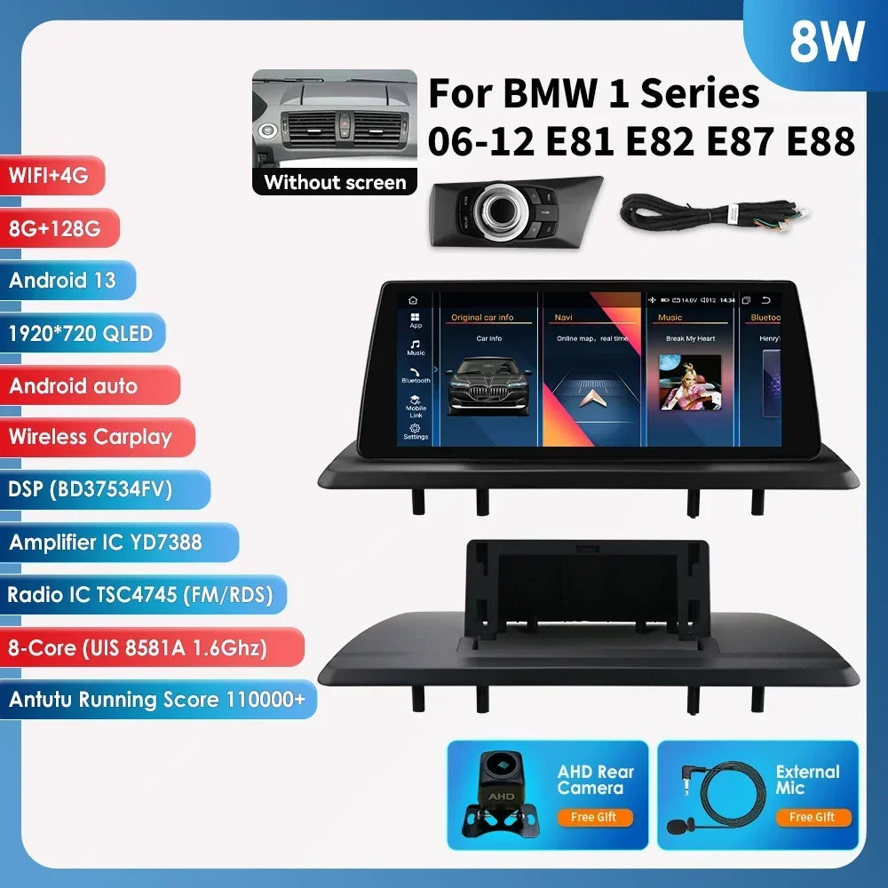 10.25" Smart Car Systems for BMW 1 Series 06-12 E81 E82 E87 E88 Without Screen with Support Wireless Carplay Android Auto RDS BT