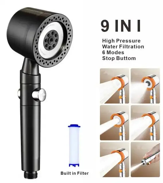 Upgraded 4 Modes High Pressure Shower Head with Stop Button Filiter Showers Massage Spa Handheld Showerhead Bathroom Accessories