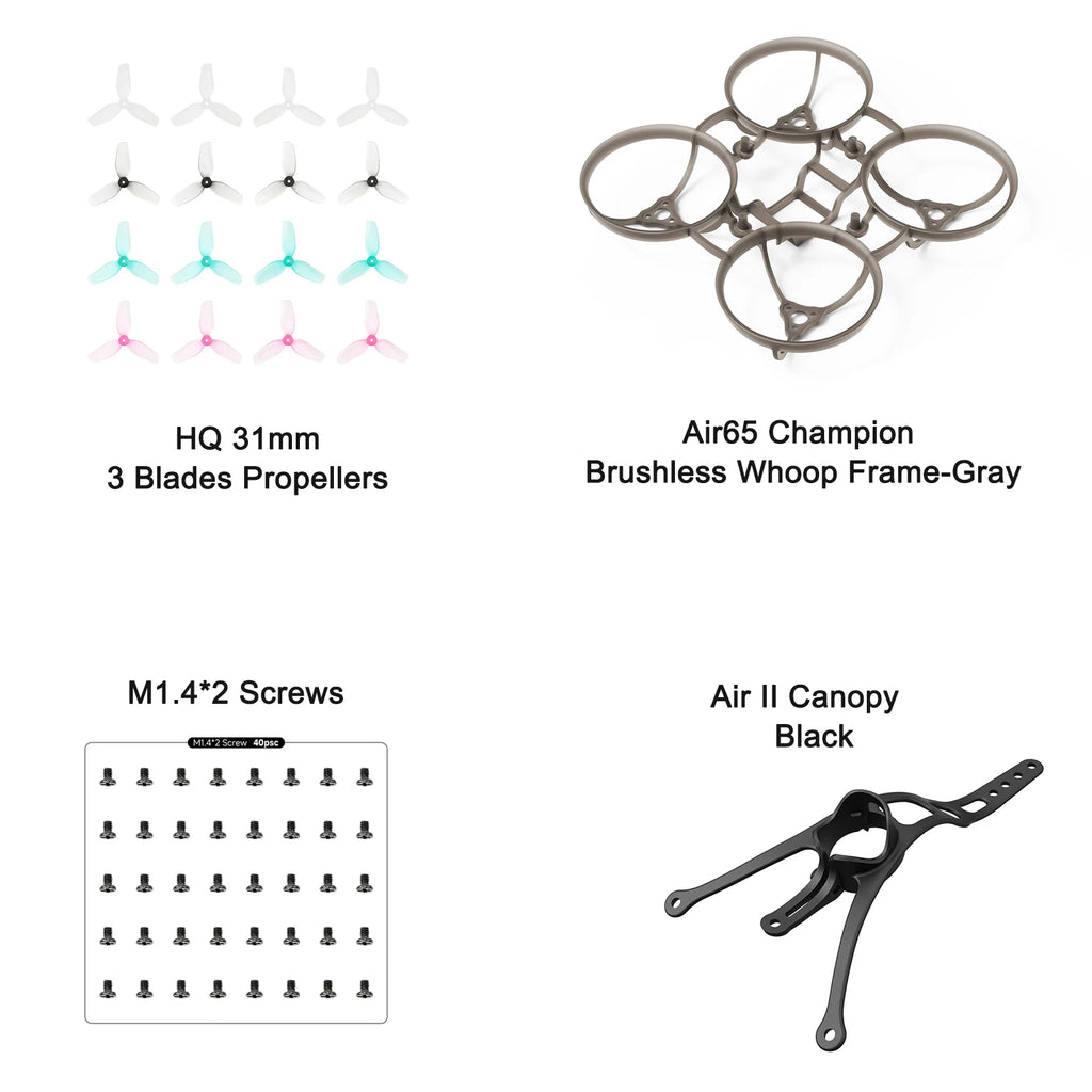 BETAFPV Air65 Champion Brushless Whoop Frame-2.20g 65mm Tiny Whoop, Air 65 II Motor Fixing Screws Pack, HQ 31mm Propellers