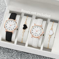 4/6PCS Fashion Arabic Dial Women Watches Ladies Leather Strap Quartz Wristwatch Heart Bracelets Set Reloj Mujer(Without Box)