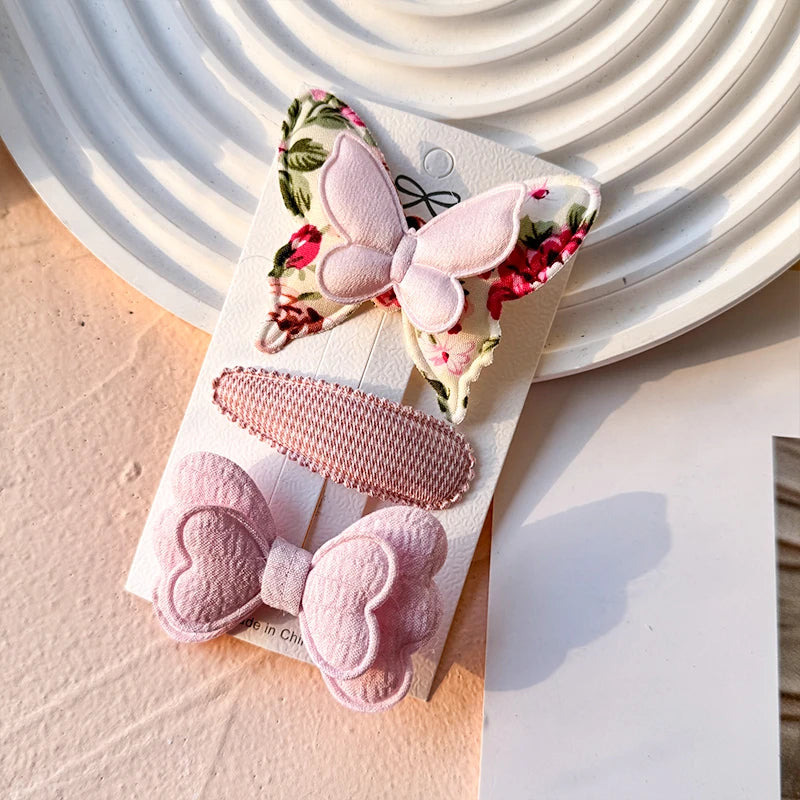 3/4/10Pcs Hot Sale Candy Color Hair Bows Clip Girls Double Layered Bow Cute Kid Bangs Hair Pin Cotton Safe Baby Hair Accessories