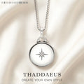 Round Medaillon With Star Locket Necklace Brand New Link Chain Fine Jewelry Europe 925 Stering Silver Romantic Gift For Women