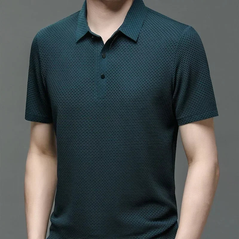 Business Casual Sweat-absorbing Top Brand Clothes Summer New Men's Short Sleeve T-shirt Ice Silk Cool and Breathable POLO Shirt