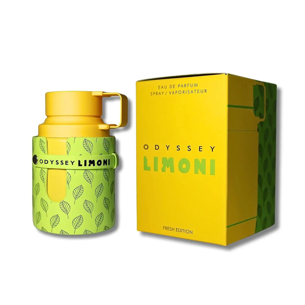Armaf Odyssey Limoni Fresh Edition Unisex EDP Perfume Refreshing Lemon Citrus Perfume Leaf Pattern Cylinder Bottle Summer Luxury Gift Perfume for Him Her