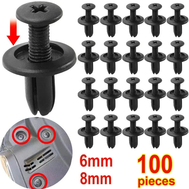 KKJOY Car Plastic Rivets Fasteners 8mm/6mm Bumper Fender Screws Clips 8mm Hole Auto Push Pin Clip Accessories for Vehicle Repair