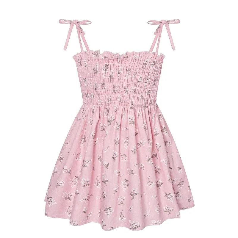 1-6 Years Kids Girls Sleeveless Flower Sundress Summer Beach Strap Princess Dress Cotton Children Clothes Girls Casual Dresses