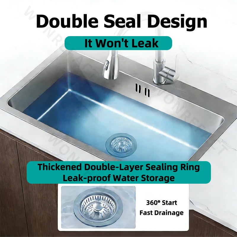 Anti Clogging Kitchen Sink Drain Strainer 304 Stainless Steel Bounce Stopper Reliable Sealing Water Plug for Old Fashioned Sinks