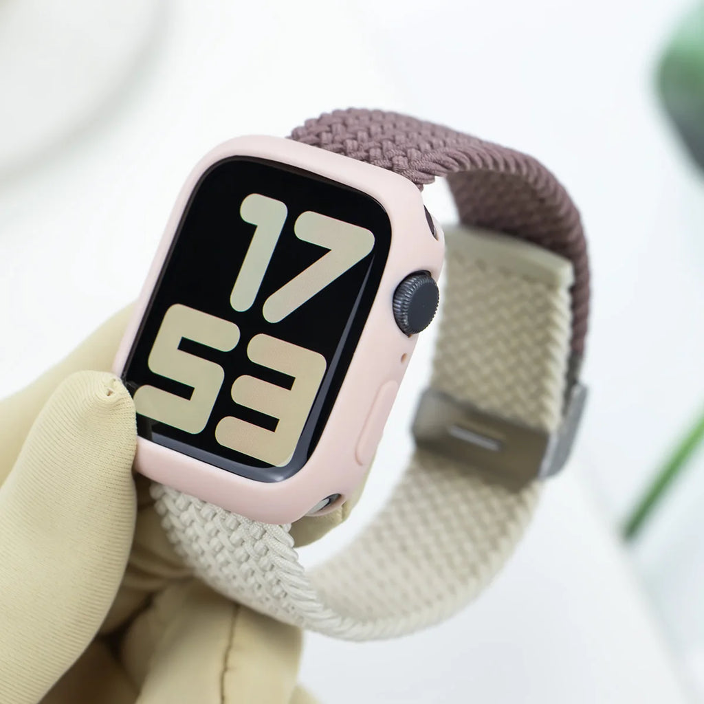 Korean Cute Braied Strap + Case For Apple Watch Band 49mm 41mm 45 44 38 42 Nylon Bracelet For iWatch Series 9 8 7 6 5 4 3 SE 40