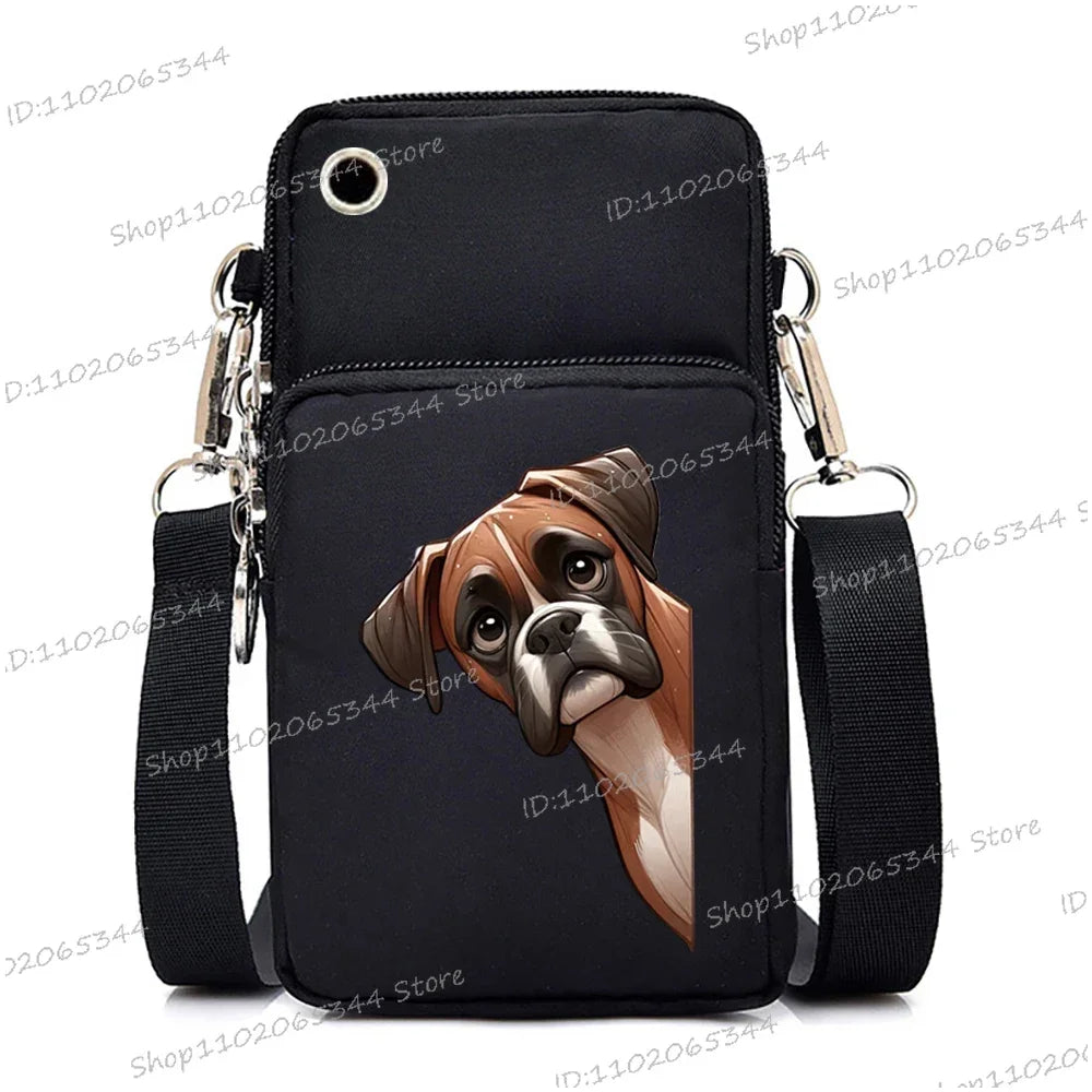 New Mobile Phone Bag Funny Anime Dog Print Shoulder Messenger Bag Women Men Coin Purse Handbag Animal Lover Small Crossbody Bag