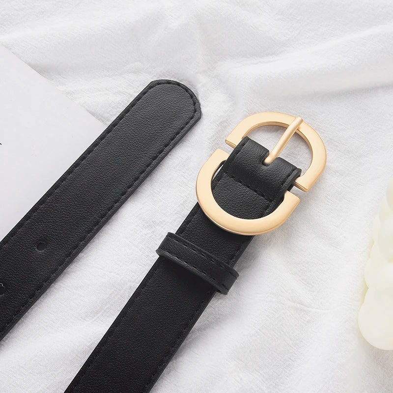 1pc New Women's Belt Fashion Trend Alloy Needle Buckle Shape Simple Pu Leather Decorative Waistband Students Daily Casual Wear