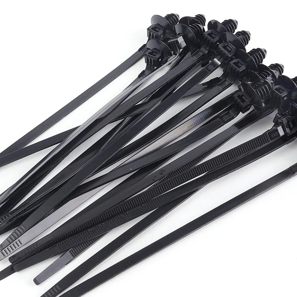 Nylon Self Locking Zip Tie Car Engine Bay Wiring Loom Retainer Clip Screw Mount Fastener Universal Automotive Wire Management