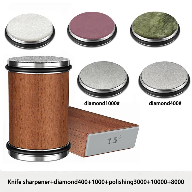 Rolling Knife Sharpener For Straight Edge Knife Sharpener Kit With 15/20° Degree Magnetic Angle For Kitchen Knives Whetstone Set
