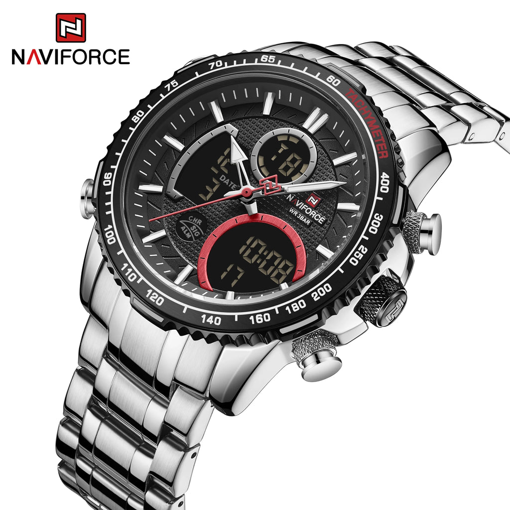 NAVIFORCE Fashion Men Watch Luxury Brand Sport Watch For Men Chronograph Quartz Wristwatch Military Waterproof Steel Band Clock