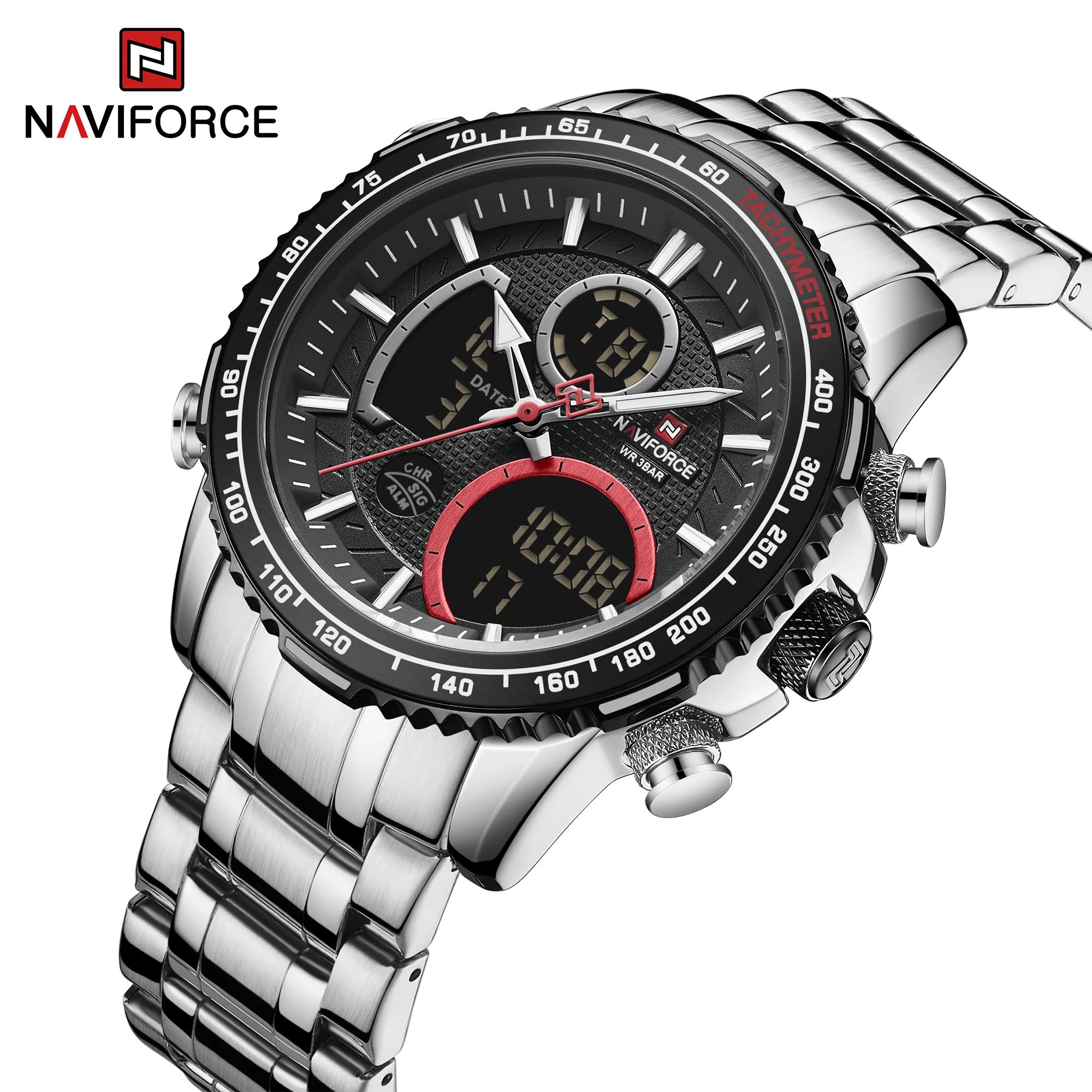 NAVIFORCE Fashion Men Watch Luxury Brand Sport Watch For Men Chronograph Quartz Wristwatch Military Waterproof Steel Band Clock