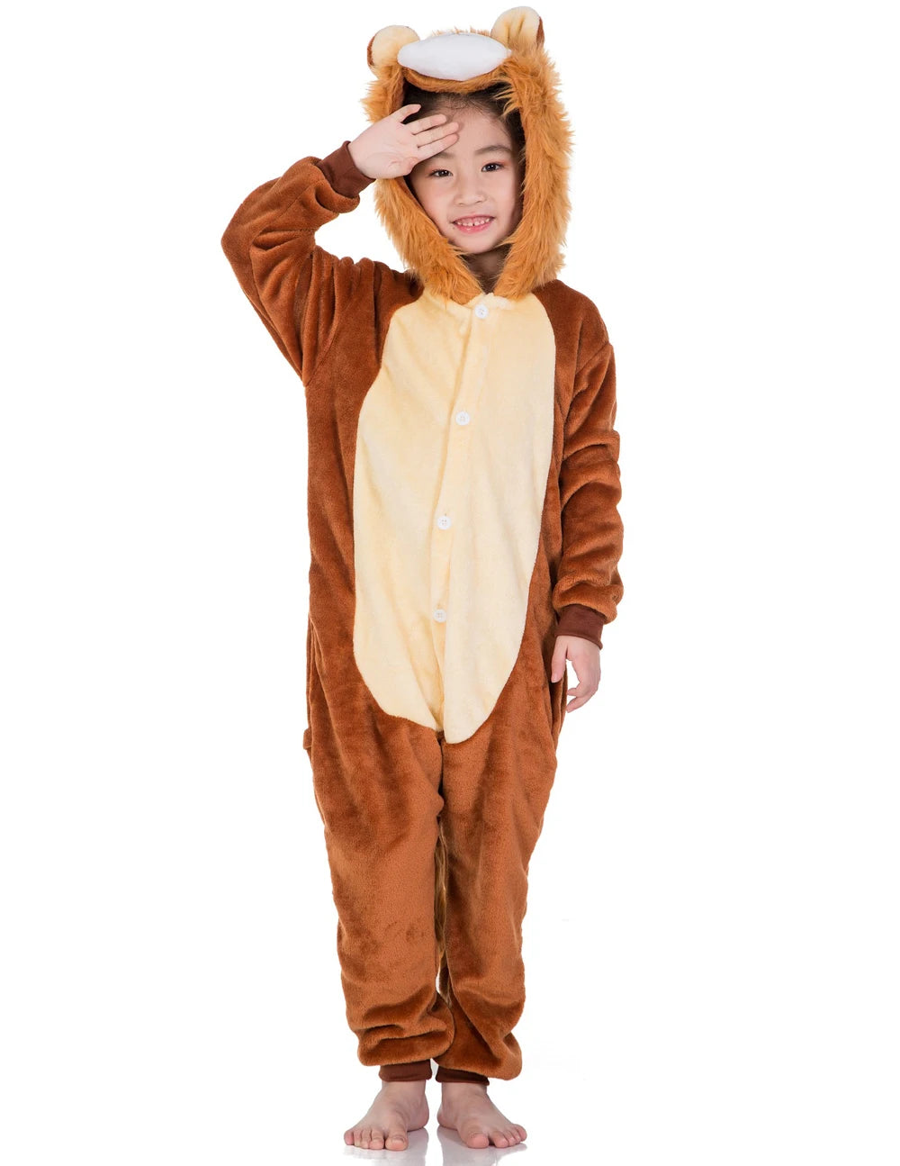 Kigurumi Girls Boys Cartoon Sleepwear Kids Children Cute Lion Onesies Animal Flannel Pajamas For Christmas Halloween Party