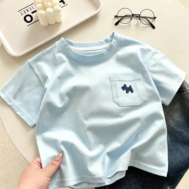 Children's Soft Cotton T-shirt Cotton Boys Summer Baby Boys and Girls New Clothing Girls Loose Casual Blouse Half-sleeved
