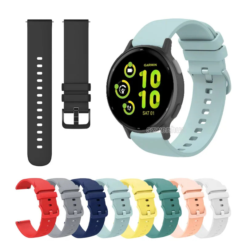 Soft Silicone Strap for Garmin Vivoactive 5 4 3 Forerunner 570 265 265s 255 55 158 165 Music Venu 3 2 S Sq 2