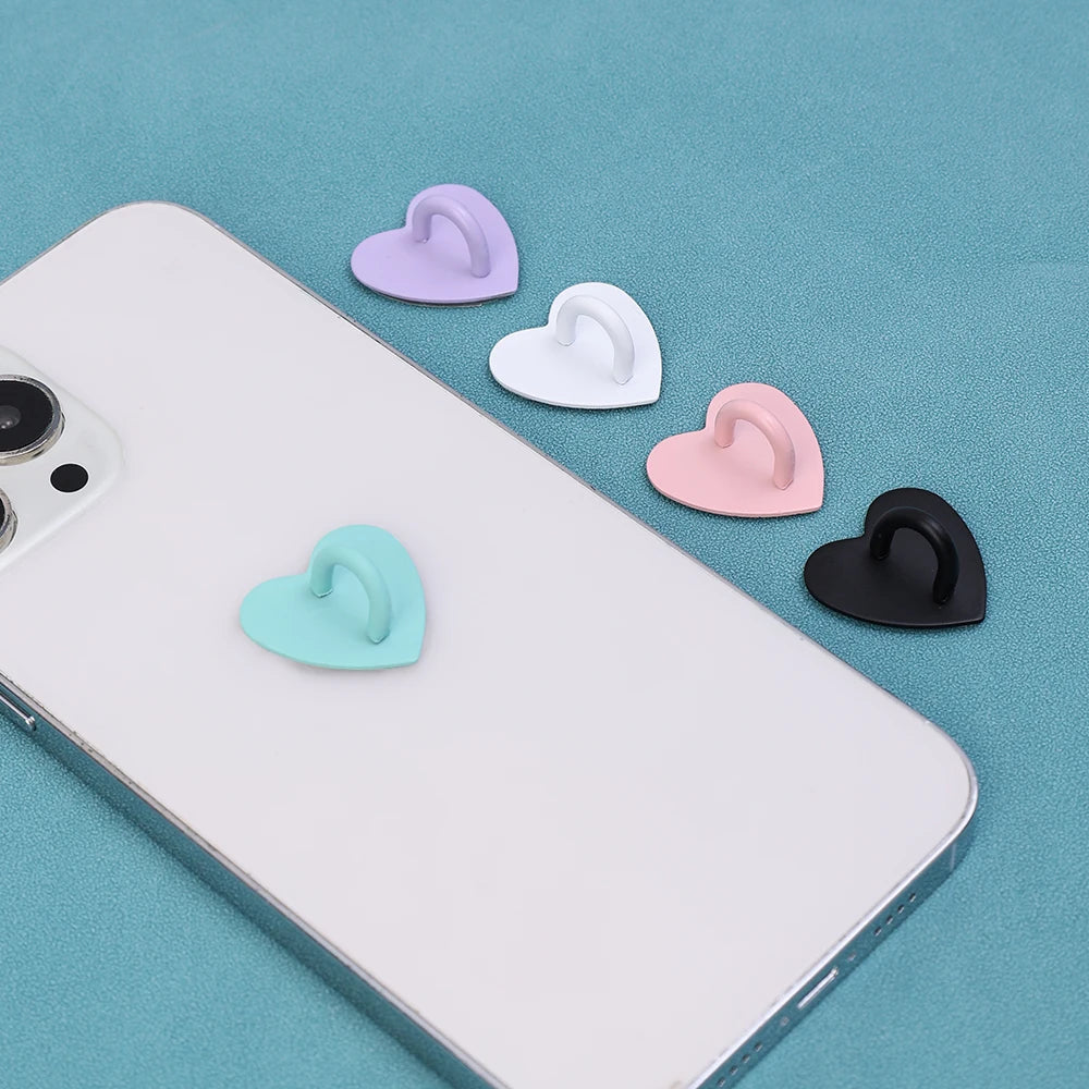 Kawaii Adhesive Metal Heart Phone HYun Holder Mobile Phone Case Finger Ring Stand Hooks Buckle Charms Clasp Accessories String