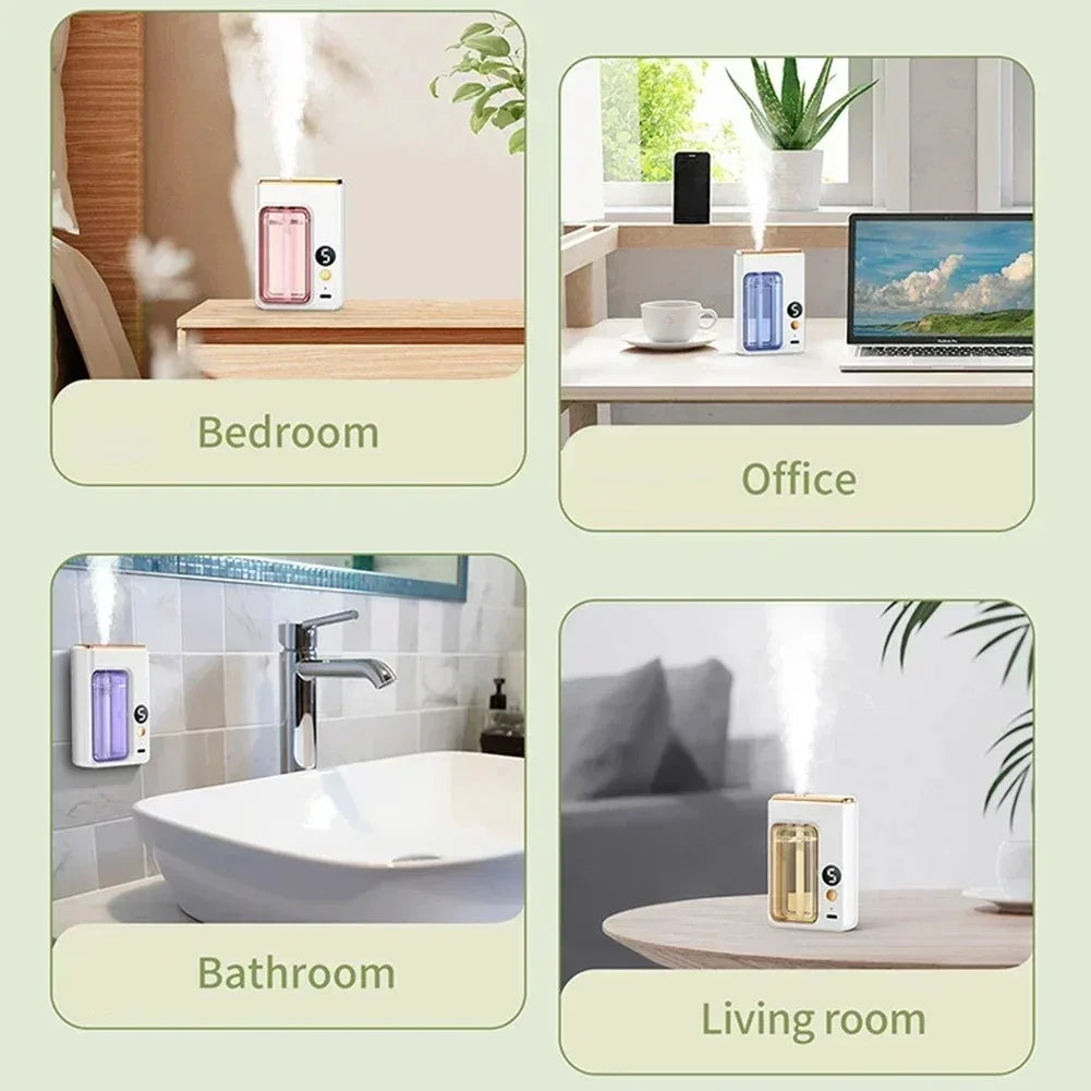 Portable Wireless Wall Hanging Aromatherapy Diffuser Machine with Display Automatic Fragrance Spray Bathroom Deodorization Air