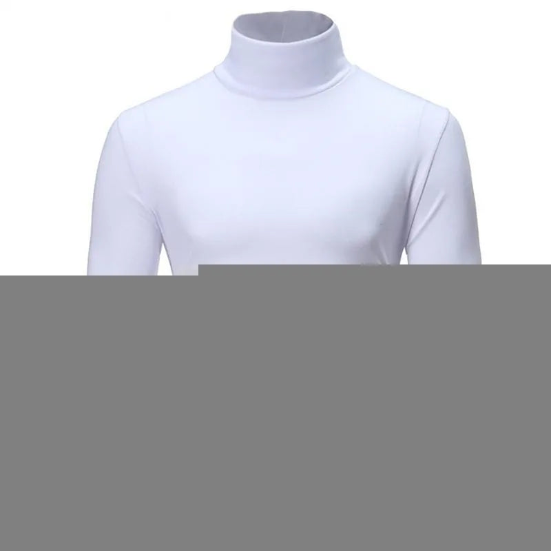 Autumn  Winter Men's High Neck T-shirt Slim Fit Fashion High Elastic Long Sleeve Casual Breathable Apparel Pullover