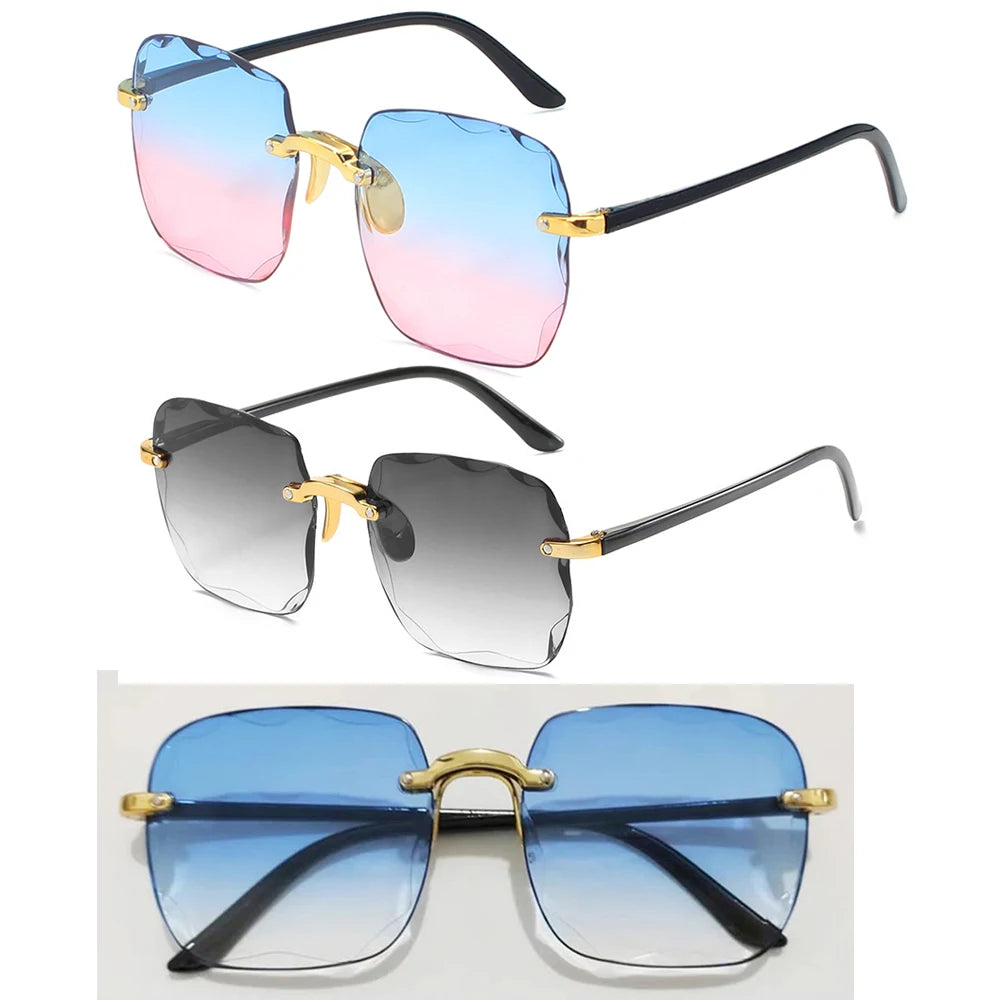 New Rimless Women's Sunglasses Fashion Gradient Lenses Sun Glasses Lady Vintage Pc Legs Classic Designer Shades Sunglasses