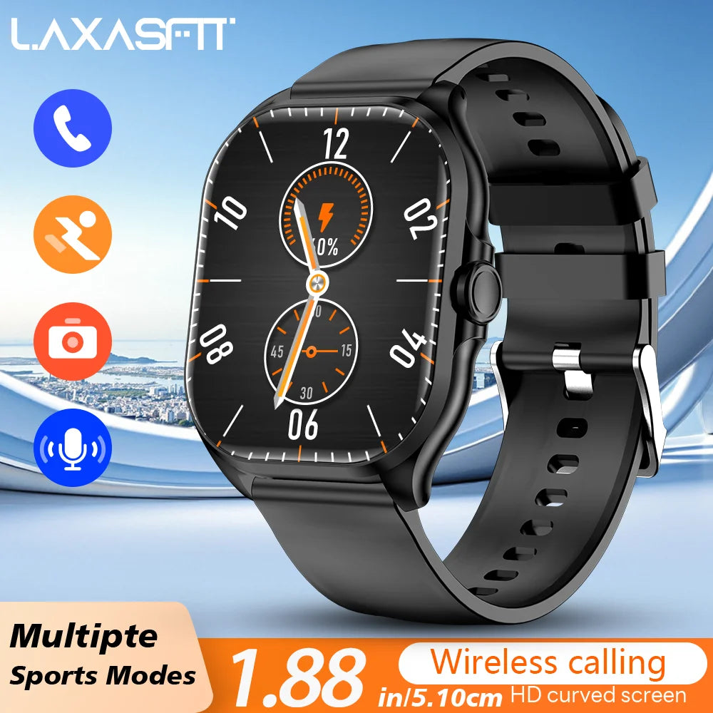 LAXASFIT 2026 New Gift Smart Watch Full Touch Screen Bluetooth Call Sports Fitness Digital Smartwatch For Men Women