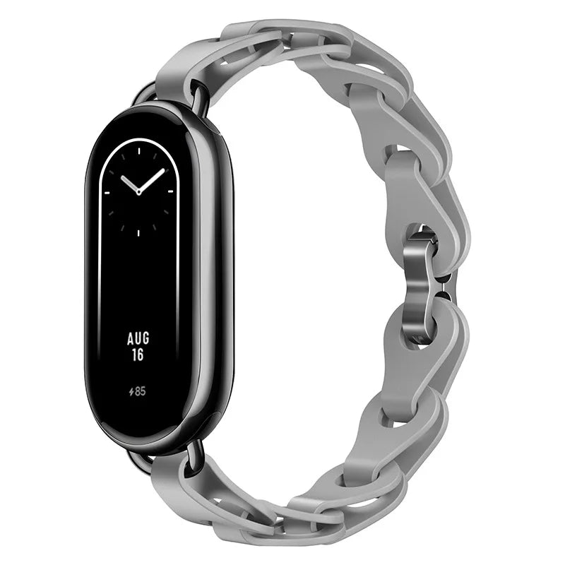 Rubber Strap for Xiaomi Mi Band 9 Stainless Steel Buckle Bracelet for Miband 8 NFC Fashion Lady Style Replacement Silicone Band