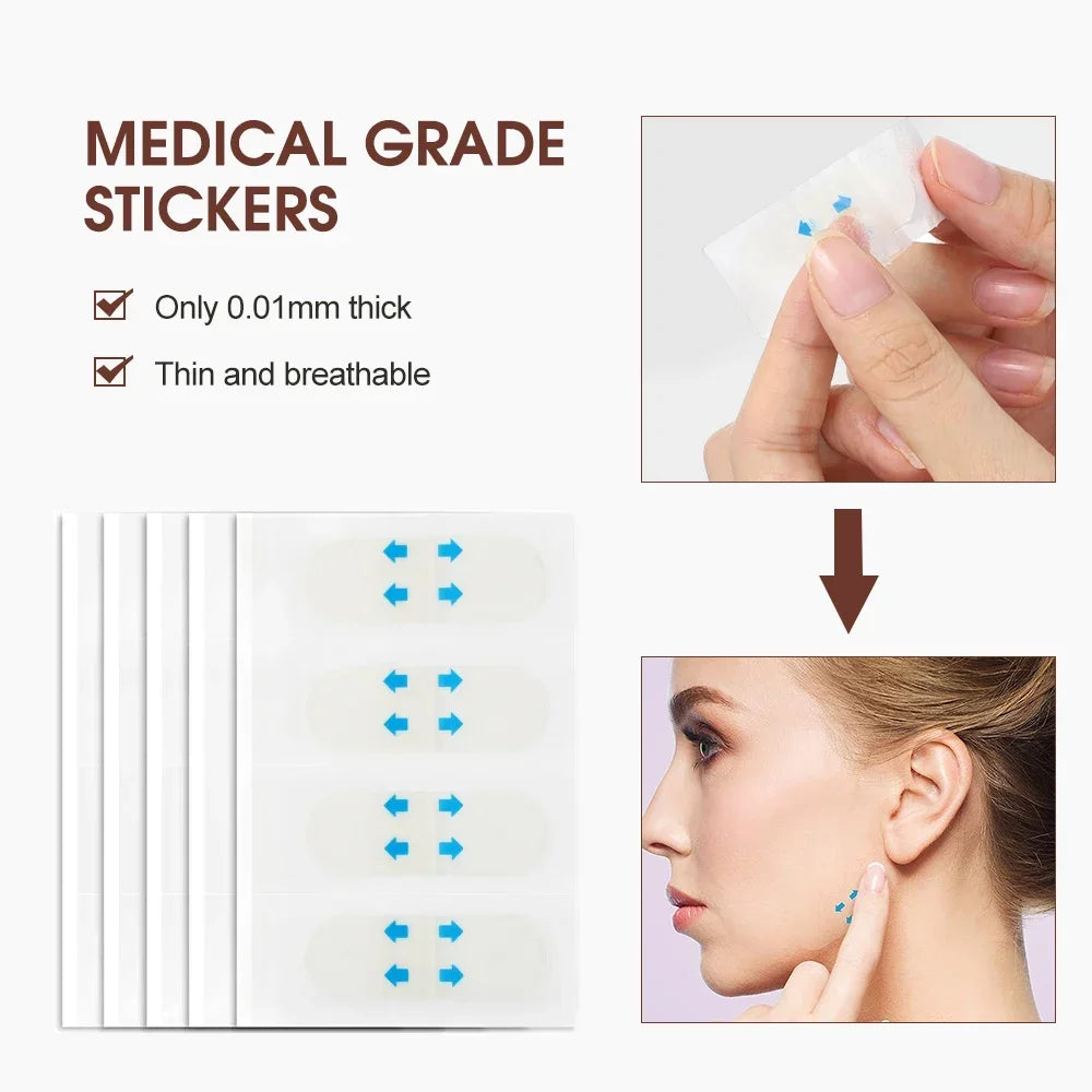 40pcs Invisible Face Lift Tapes – V-Shape Firming & Anti-Wrinkle Patches, Waterproof, Long-Lasting, Skin Tightening, Unisex