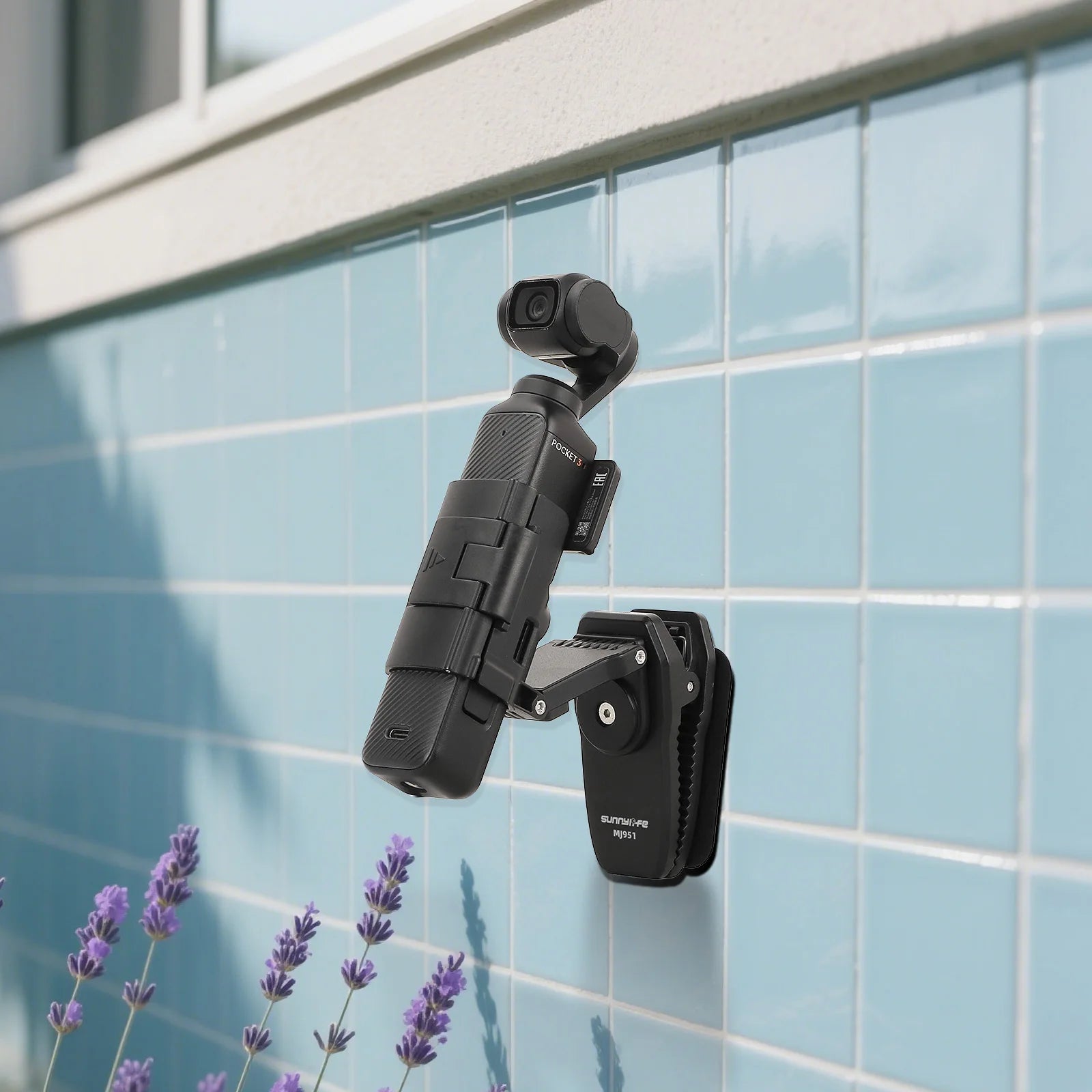 SUNNYLIFE Backpack Clip Mount for DJI Pocket 3 | Extendable Rotatable Magnetic Holder - Hands-Free Vlogging, Cycling, Hi