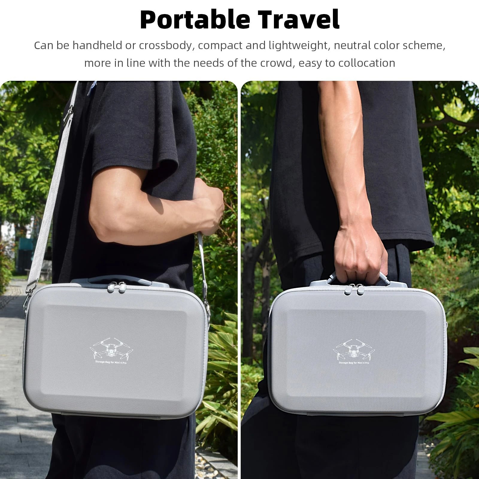 Mini 4 Pro RC 2 Case, Large Capacity Portable PU Leather Storage Bag for DJI Mini 4 Pro Fly More Combo Drone RC2 Controller Kit