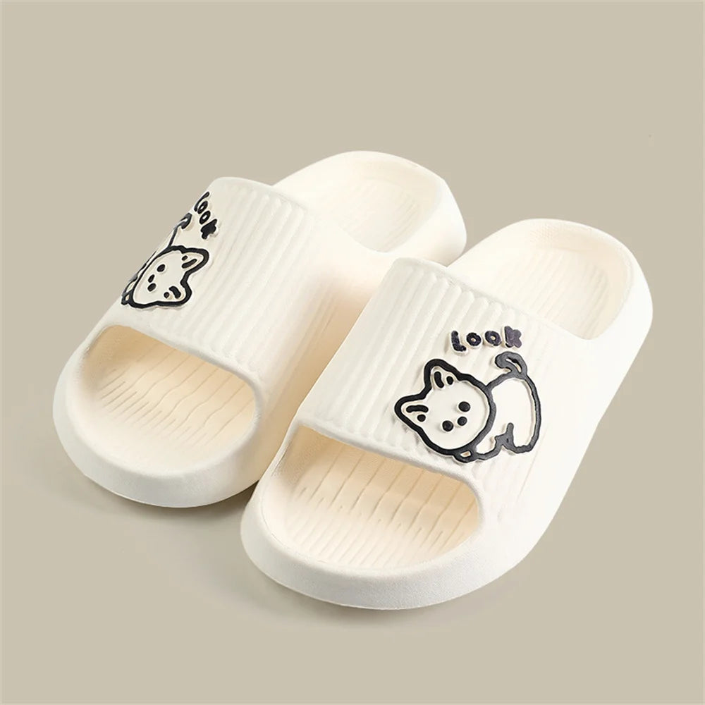 Summer Slippers Women Men Thick Sole Cartoon Beach Slides Bathroom Anti Slip Soft Home Sandals Ultra Light Shoes Couples Slipper