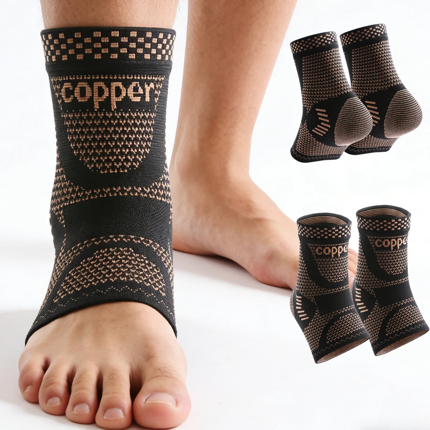 Copper Ankle Brace,Infused Ankle Support Compression Sleeve for Men Women,for Foot Pain,Sprained Ankle,Recovery,sports